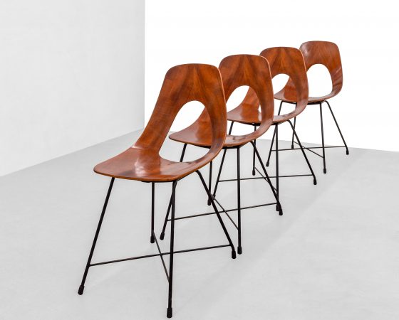 Set di 4 sedie di Augusto Bozzi prodotte da Fratelli Saporiti anni ’50